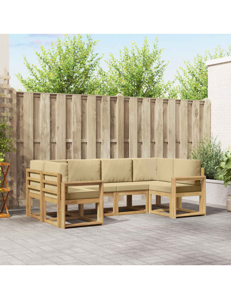 Set di divani da esterno con cuscino 6 pcs Bianco e Beige