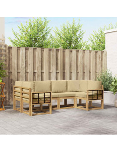 Set di divani da esterno con cuscino 6 pcs Bianco e Beige