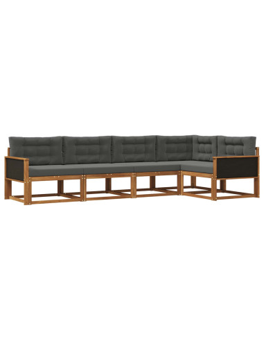Set di divani da esterno con cuscino 5 pcs Naturale e Antracite