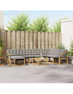 Set di divani da esterno 9 pcs Bianco e Grigio Chiaro
