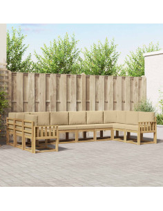 Set di divani da esterno con cuscino 10 pcs Bianco e Beige