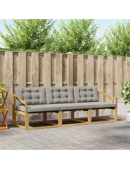 Set di divani da esterno 3 pcs Bianco e Grigio Chiaro