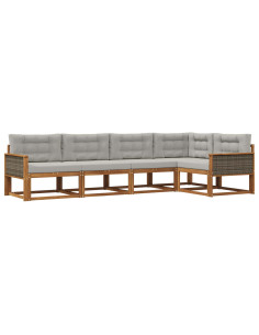 Set di divani da esterno 5 pcs Naturale e Grigio chiaro
