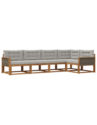 Set di divani da esterno 5 pcs Naturale e Grigio chiaro