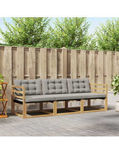 Set di divani da esterno 3 pcs Bianco e Grigio Chiaro