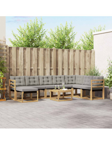 Set di divani da esterno 9 pcs Bianco e Grigio Chiaro