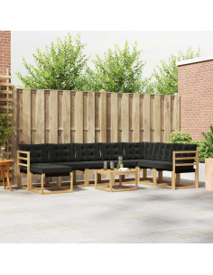 Set di divani da esterno con cuscino 9 pcs Bianco e Nero