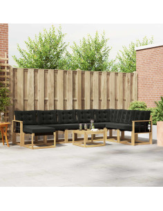 Set di divani da esterno con cuscino 9 pcs Bianco e Nero