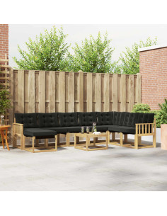 Set di divani da esterno con cuscino 9 pcs Bianco e Nero