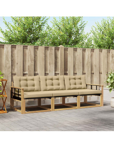 Set di divani da esterno con cuscino 3 pcs Bianco e Beige