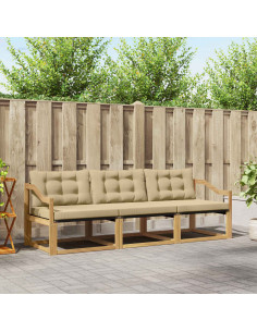 Set di divani da esterno con cuscino 3 pcs Bianco e Beige