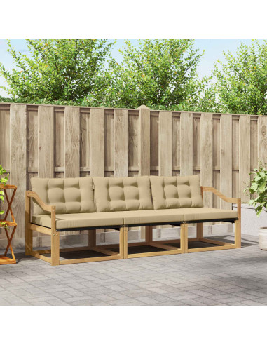 Set di divani da esterno con cuscino 3 pcs Bianco e Beige