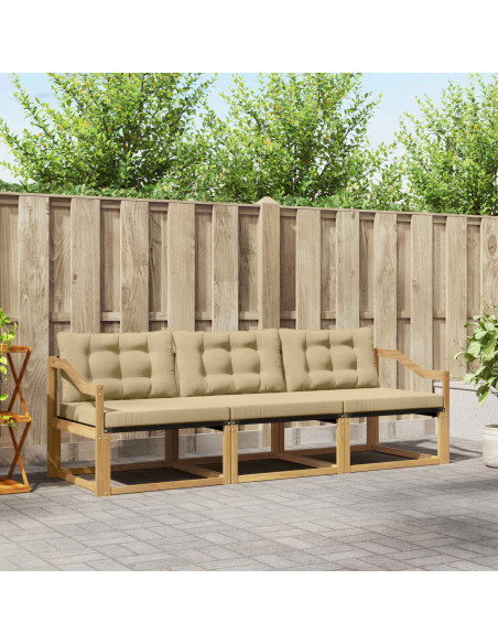 Set di divani da esterno con cuscino 3 pcs Bianco e Beige