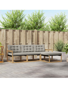 Set di divani da esterno 4 pcs Bianco e Grigio Chiaro
