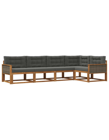 Set di divani da esterno con cuscino 5 pcs Naturale e Antracite