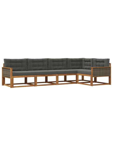 Set di divani da esterno con cuscino 5 pcs Naturale e Antracite