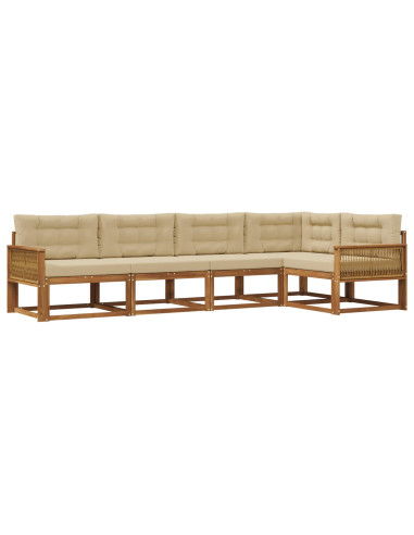 Set di divani da esterno con cuscino 5 pcs Naturale e Beige