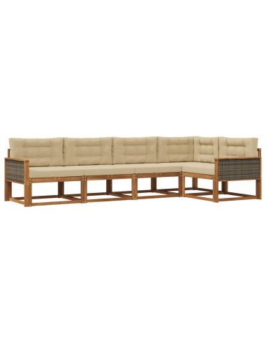 Set di divani da esterno con cuscino 5 pcs Naturale e Beige