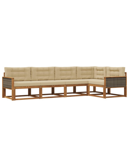Set di divani da esterno con cuscino 5 pcs Naturale e Beige