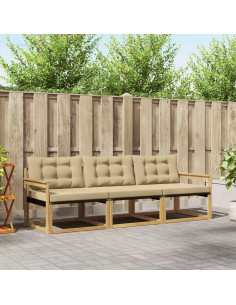 Set di divani da esterno con cuscino 3 pcs Bianco e Beige