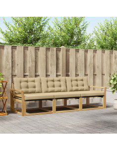 Set di divani da esterno con cuscino 3 pcs Bianco e Beige