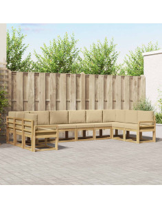 Set di divani da esterno con cuscino 10 pcs Bianco e Beige
