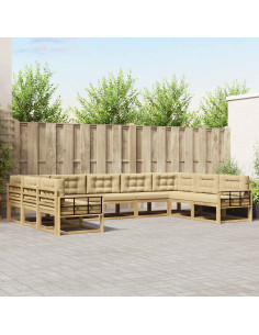 Set di divani da esterno con cuscino 9 pcs Bianco e Beige