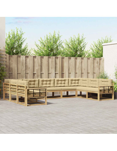Set di divani da esterno con cuscino 9 pcs Bianco e Beige