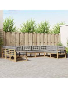Set di divani da esterno 9 pcs Bianco e Grigio Chiaro