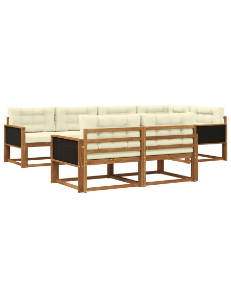 Set di divani da esterno con cuscino 7 pcs Naturale e Crema