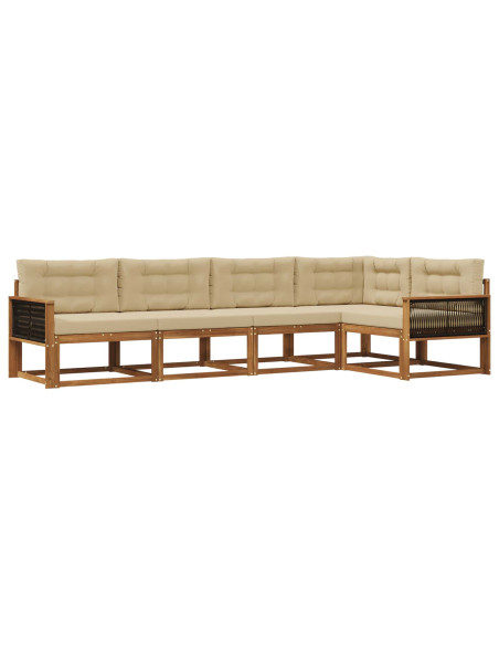 Set di divani da esterno con cuscino 5 pcs Naturale e Beige