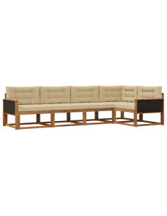 Set di divani da esterno con cuscino 5 pcs Naturale e Beige