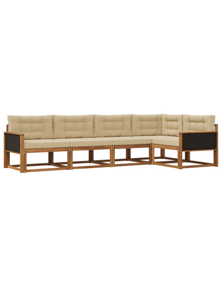 Set di divani da esterno con cuscino 5 pcs Naturale e Beige