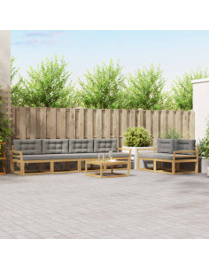 Set di divani da esterno 6 pcs Bianco e Grigio Chiaro