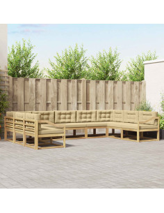 Set di divani da esterno con cuscino 9 pcs Bianco e Beige