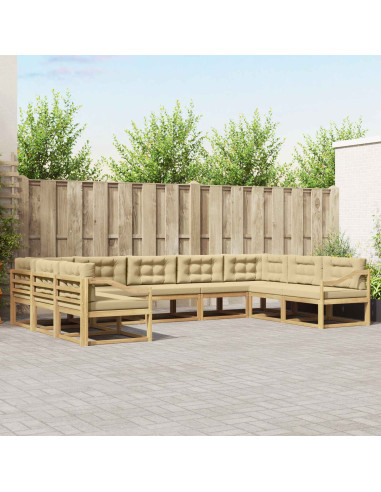 Set di divani da esterno con cuscino 9 pcs Bianco e Beige