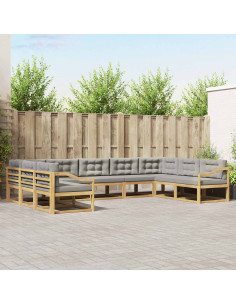 Set di divani da esterno 9 pcs Bianco e Grigio Chiaro
