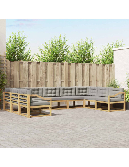 Set di divani da esterno 9 pcs Bianco e Grigio Chiaro
