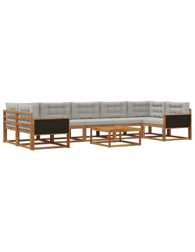 Set di divani da esterno 8 pcs Naturale e Grigio chiaro