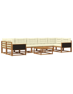 Set di divani da esterno con cuscino 8 pcs Naturale e Crema