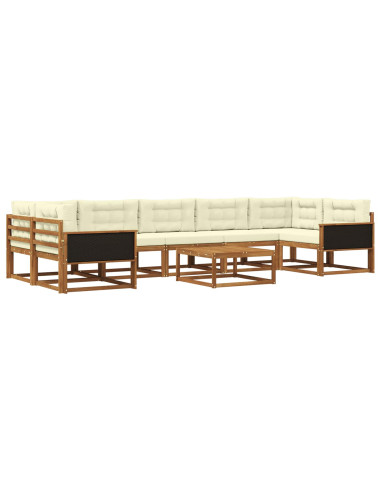 Set di divani da esterno con cuscino 8 pcs Naturale e Crema