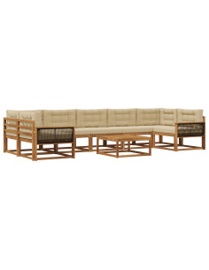 Set di divani da esterno con cuscino 8 pcs Naturale e Beige