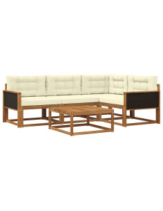Set di divani da esterno con cuscino 5 pcs Naturale e Crema