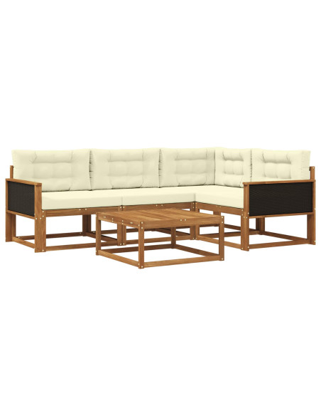 Set di divani da esterno con cuscino 5 pcs Naturale e Crema