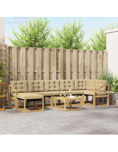 Set di divani da esterno con cuscino 8 pcs Bianco e Beige