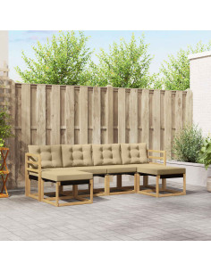 Set di divani da esterno con cuscino 6 pcs Bianco e Beige