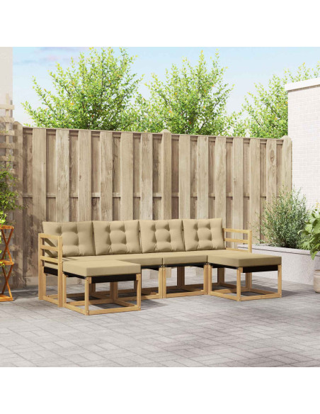 Set di divani da esterno con cuscino 6 pcs Bianco e Beige