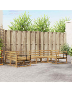 Set di divani da esterno 6 pcs Bianco Legno di Acacia Massello