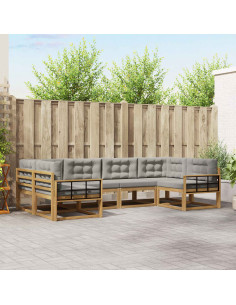 Set di divani da esterno 6 pcs Bianco e Grigio Chiaro