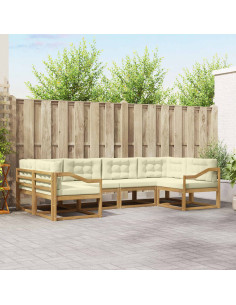 Set di divani da esterno con cuscino 6 pcs Bianco e Crema